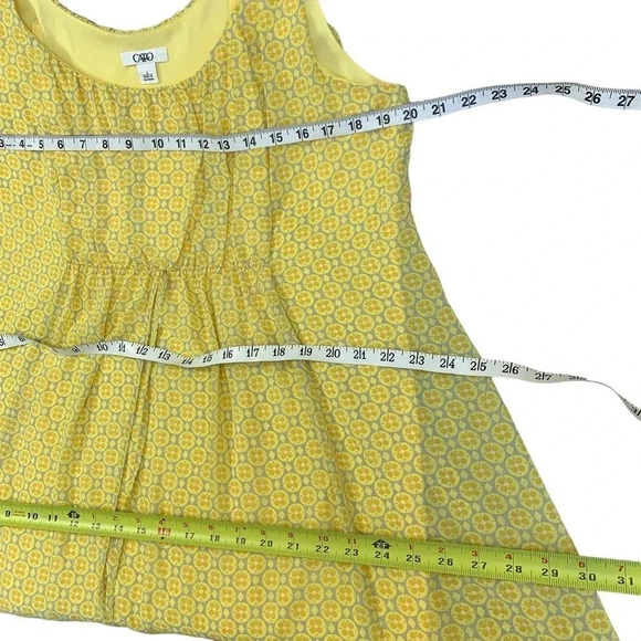 Cato Sleeveless Chiffon Full Length Maxi Sun Dress Women Size L Yellow Pleats - Picture 13 of 16